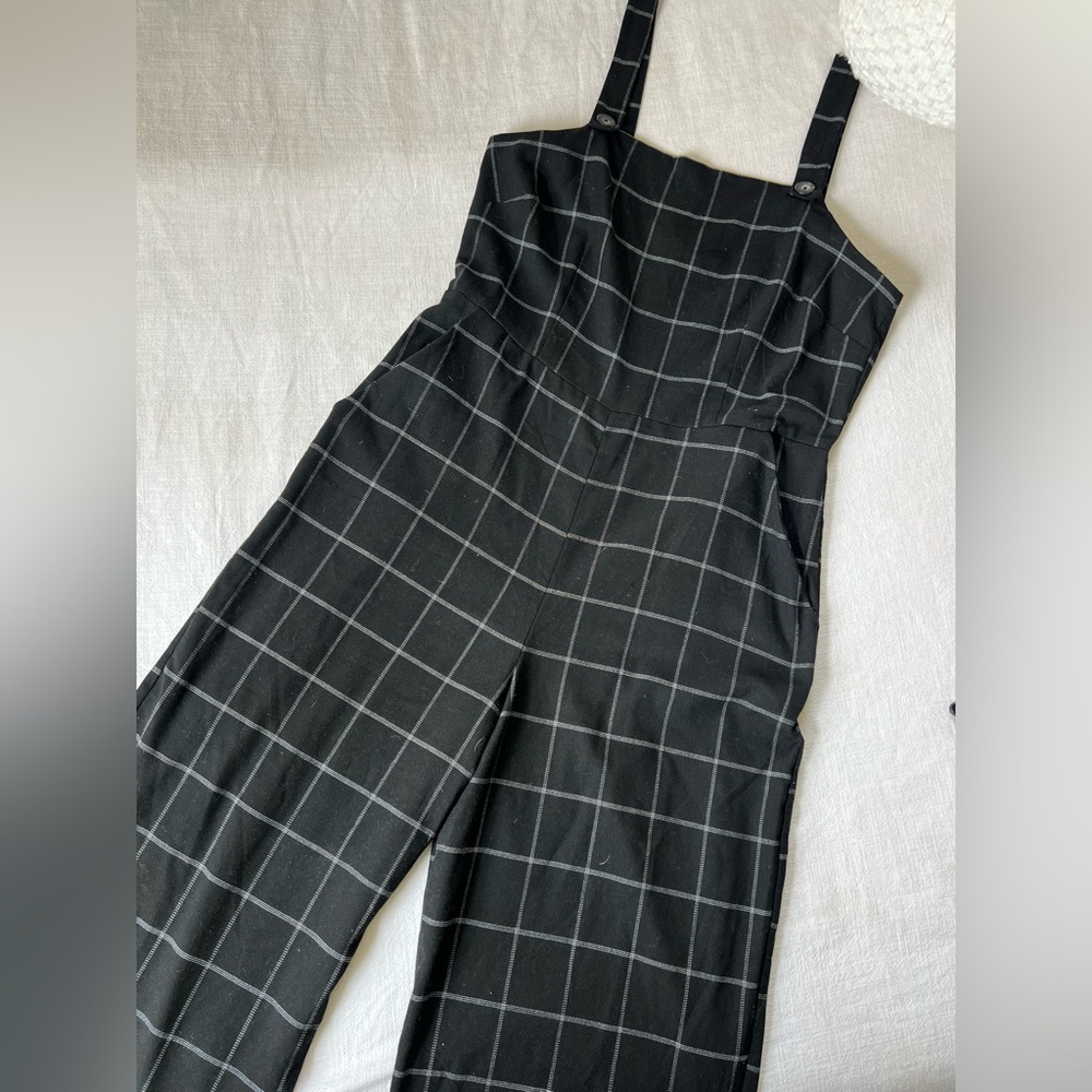 Black and White Checkered Women's Jumpsuit